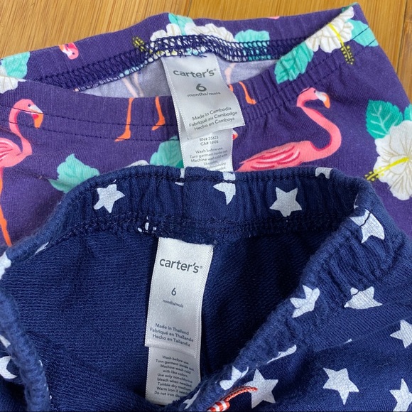 lot of 2 pairs Carter’s graphic bottoms 6M - Picture 3 of 5